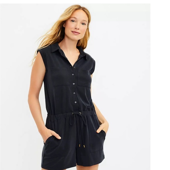 Lou & Grey Pants - Lou & Grey Sandwashed Sleeveless Romper- blue -m